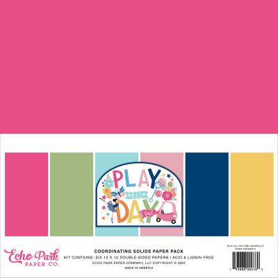 Echo Park Play All Day Girl Cardstock - Solids Kit